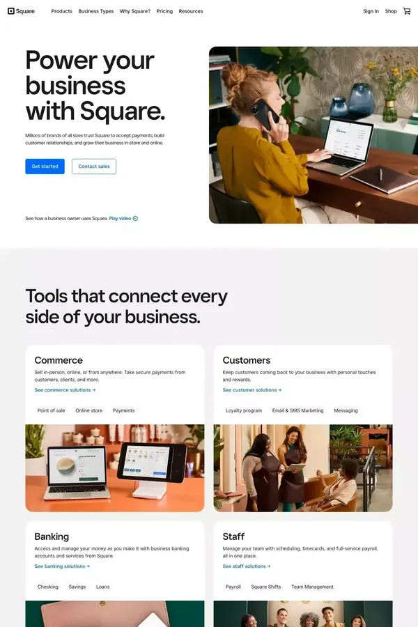 Square | Solutions For Your Small, Medium & Large Business - Landing design inspiration