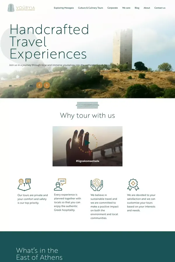 Vouryia · Handcrafted Travel Experiences - e Service - website design inspiration