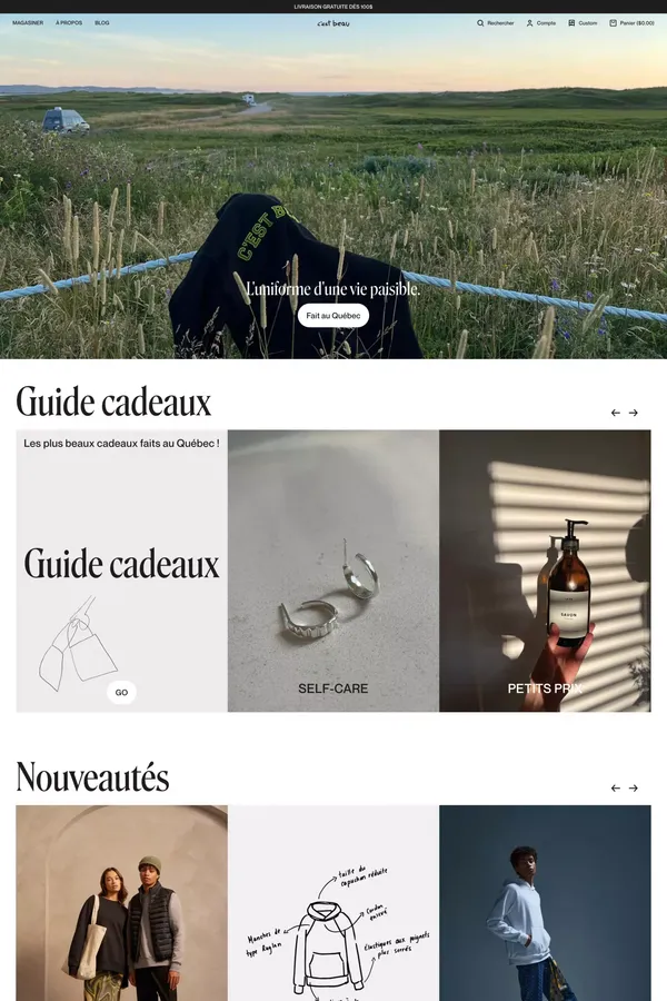 C'est beau - Des basics faits au Canada - Ecommerce design inspiration