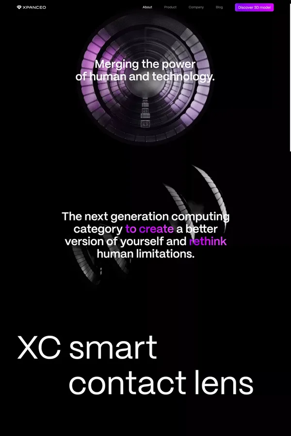 XPANCEO | eXtended Computing (XC) contact lenses - Landing design inspiration
