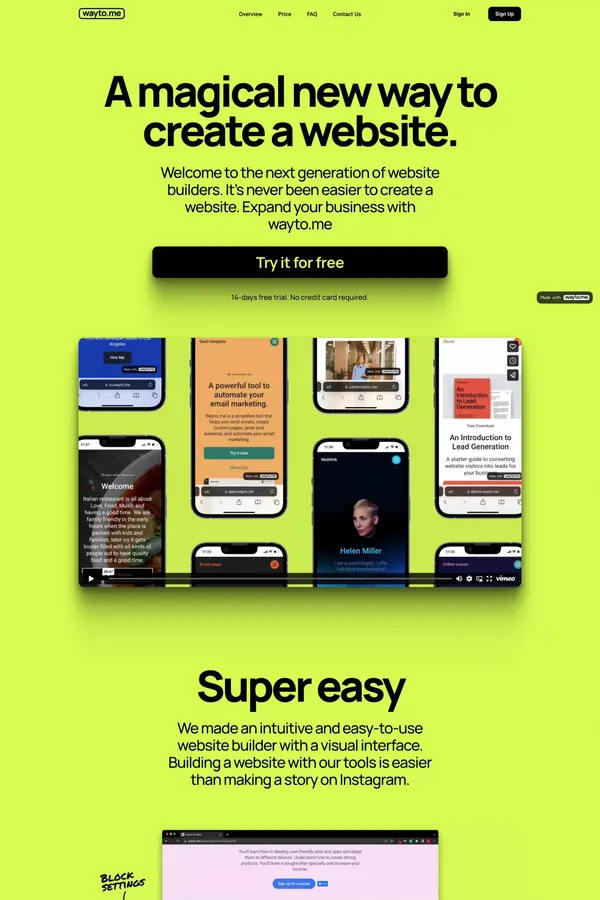 Wayto.me — Simply the easiest website builder - Main - Landing design inspiration