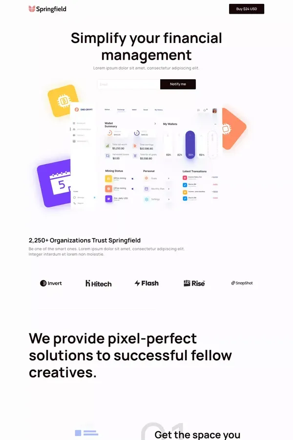 Springfield - Webflow HTML website template - Template design inspiration
