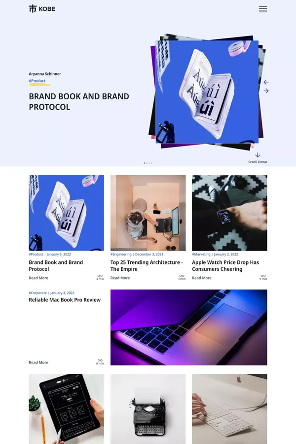 Kobe - Webflow HTML website template - Blog design inspiration