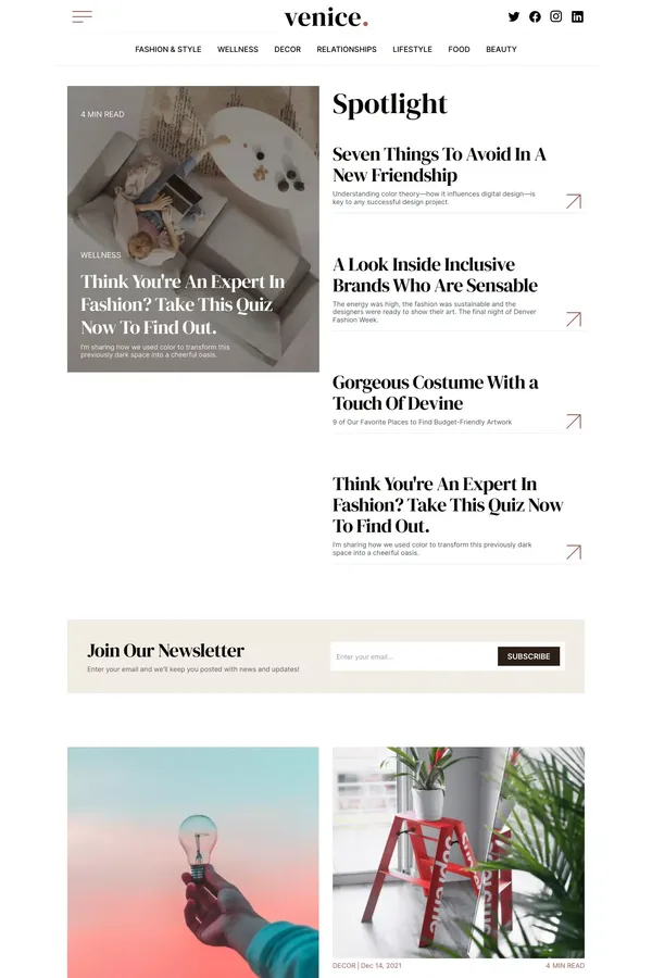 Venice - Webflow HTML website template - Blog design inspiration