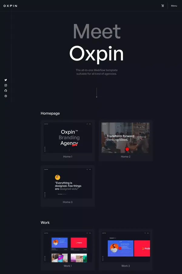 Oxpin - Webflow Ecommerce website template - website design inspiration