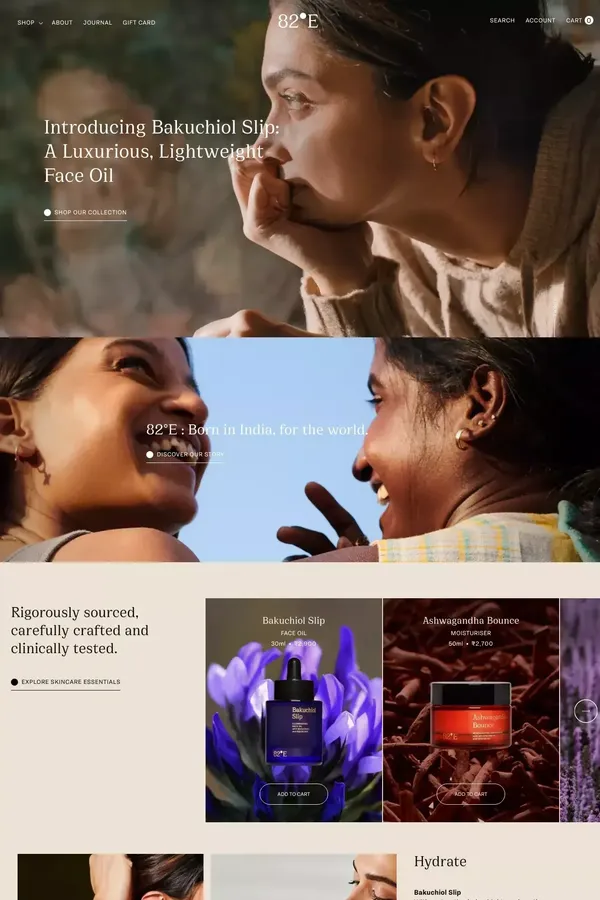 82°E | Modern Indian Self-Care Brand - Ecommerce design inspiration