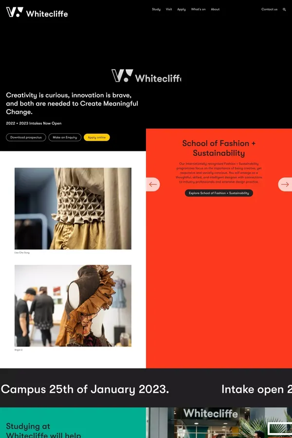 Whitecliffe | Home - Landing design inspiration