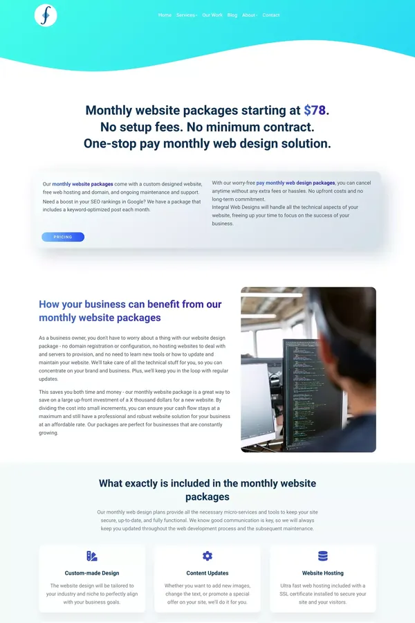 Monthly Website Packages For Pay Monthly Web Design - website design inspiration