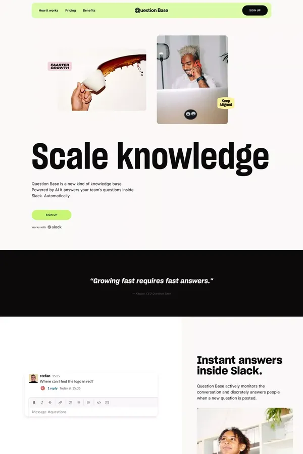 Scale knowledge - Landing design inspiration