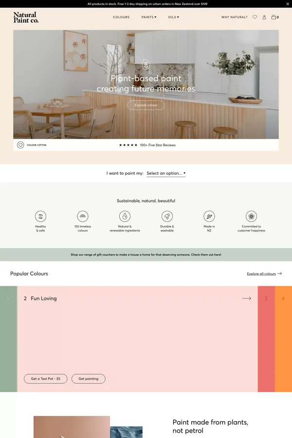 Natural Paint Co. | Plant-based paint and timber oils - Landing design inspiration