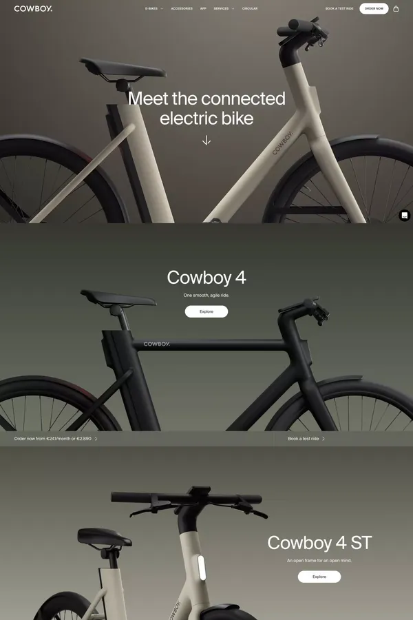 Cowboy - Electric Bike for Urban Riders - Landing design inspiration