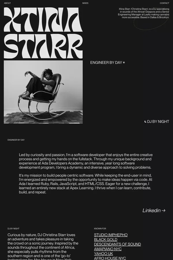 Xtina Starr - Portfolio design inspiration