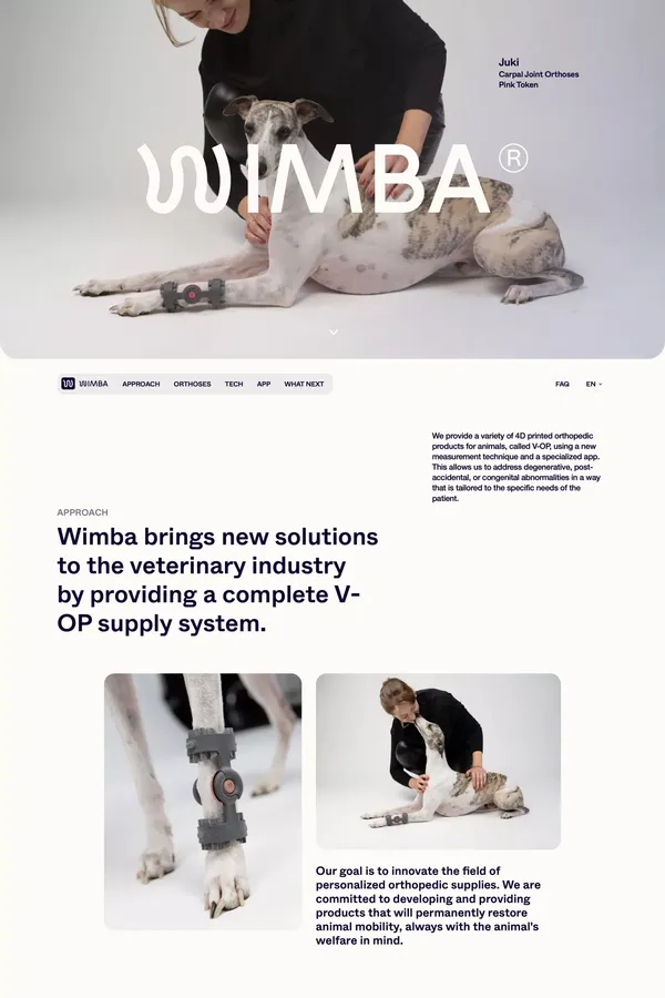 Wimba - Let's restore pets mobility together! - WIMBA - Landing design inspiration