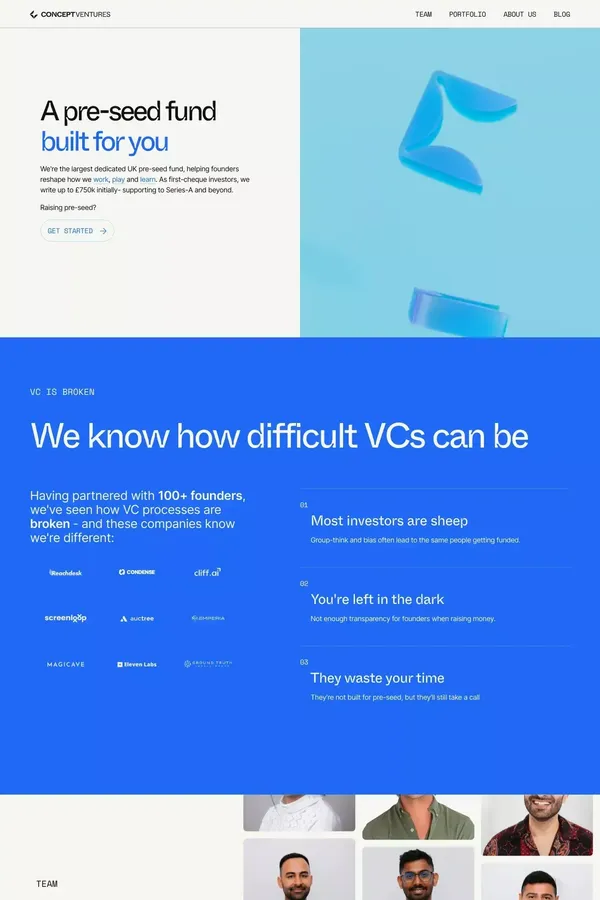 Concept Ventures | The Home of UK Pre-Seed - Landing design inspiration