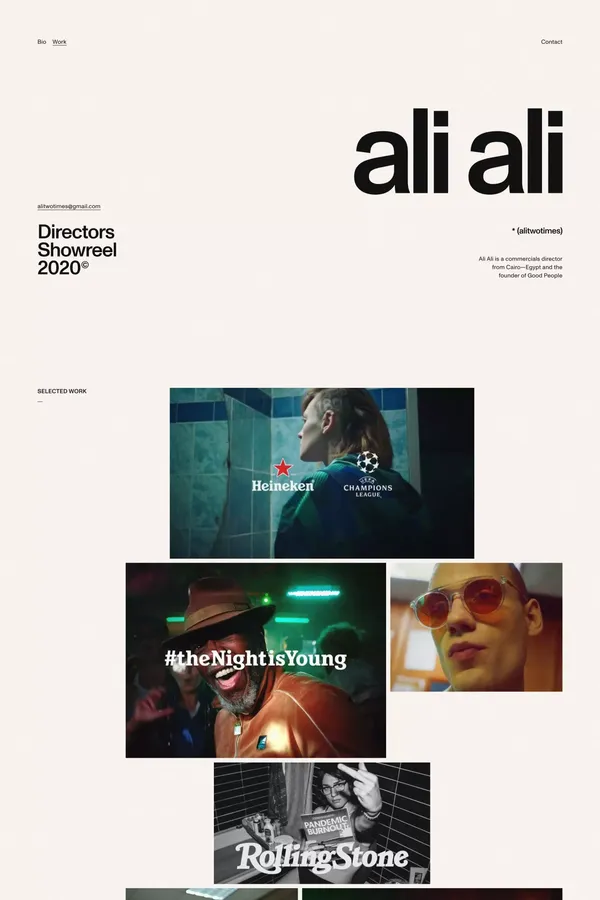 Ali Ali — Director's Showreel / Alitwotimes / Director from Cairo - Portfolio design inspiration