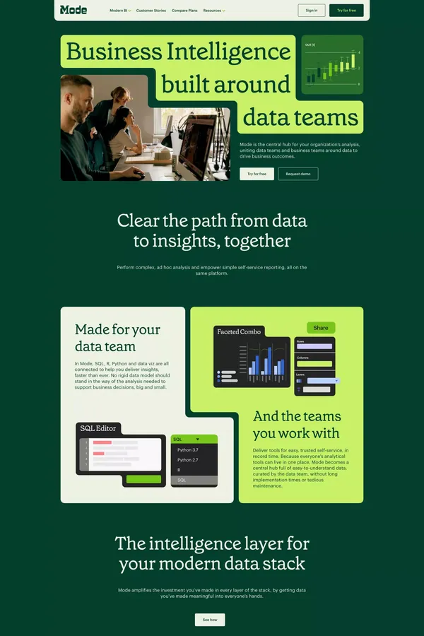 Modern Business Intelligence | Better data, better decisions - Landing design inspiration