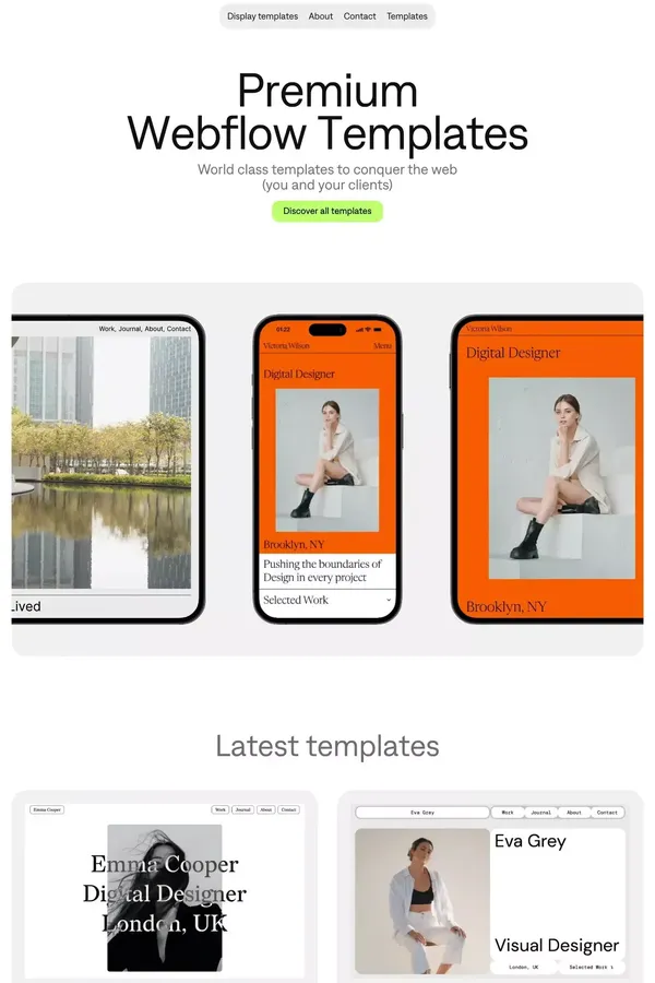 Display Templates – Premium Webflow Templates - Product listing design inspiration