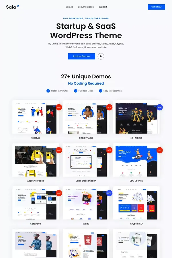 Sala – Startup & SaaS WordPress Theme - website design inspiration