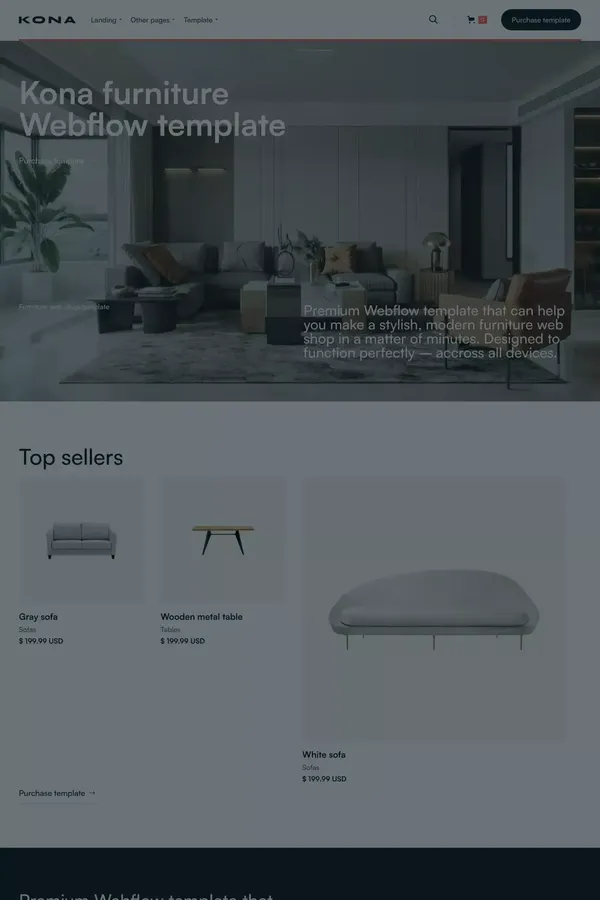 Kona - Webflow Ecommerce website template