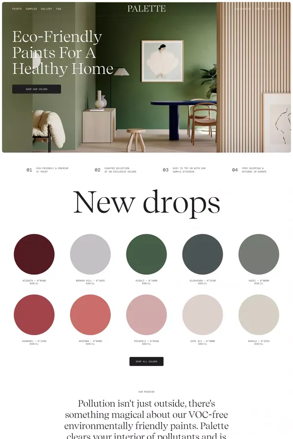Palette, Eco-Friendly Paints For A Nontoxic Home — Palette - Eco-Friendly Paint - Ecommerce design inspiration