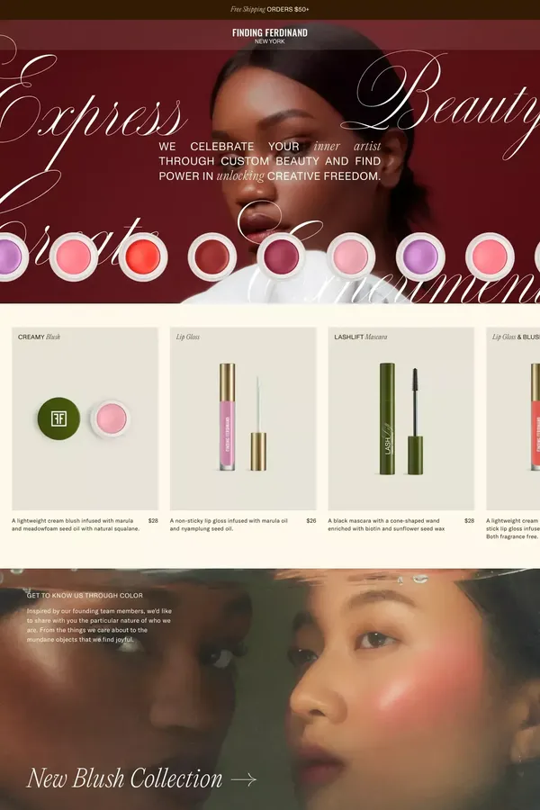 Finding Ferdinand - Custom Lipstick and Makeup Palettes - Ecommerce design inspiration