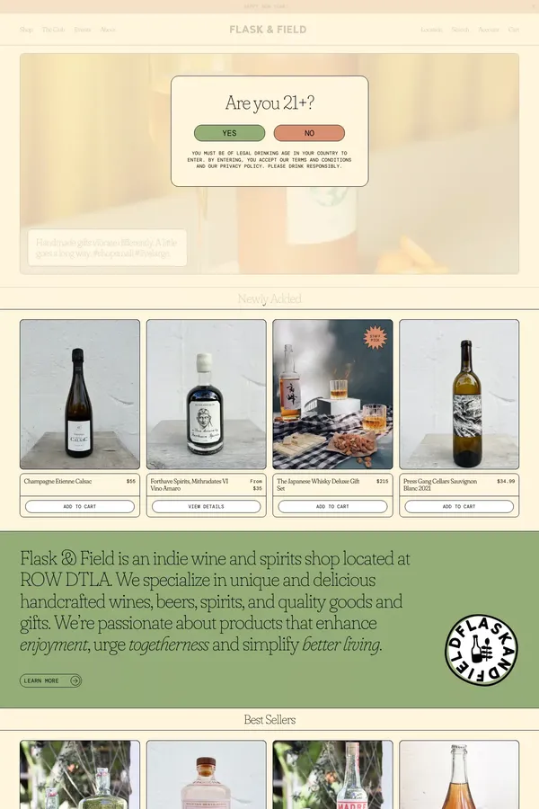 Flask & Field - website design inspiration