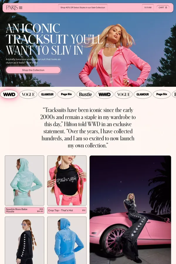 Paris Hilton - Ecommerce design inspiration