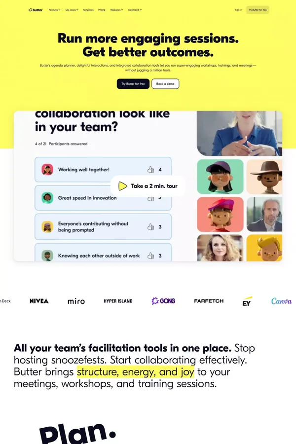 Butter | Virtual collaboration as smooth as butter - Landing design inspiration
