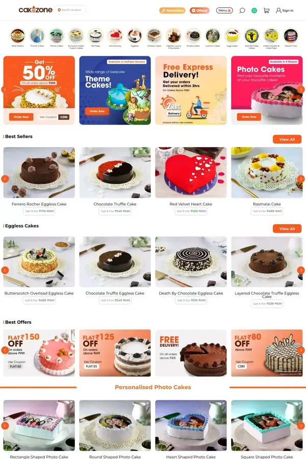 Order from #1 Online Cake Delivery - CakeZone