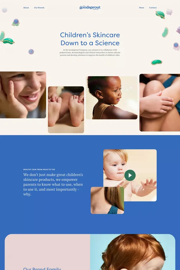 The Goodsprout Company – Children’s Skincare Backed by Science - Landing design inspiration