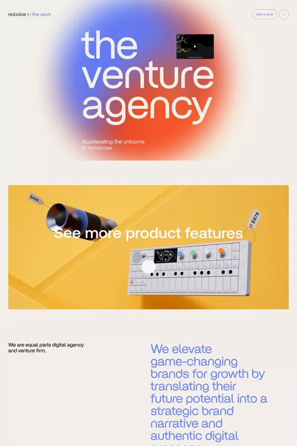 REJOUICE® | Digital Agency & Venture Firm - Portfolio design inspiration