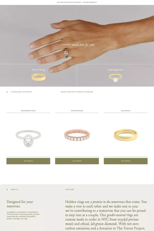 Holden | Custom Wedding and Engagement Rings - Ecommerce design inspiration