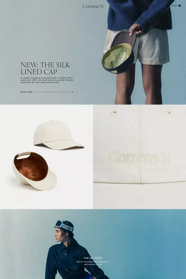 Comme Si, highest quality socks made in Italy - Ecommerce design inspiration