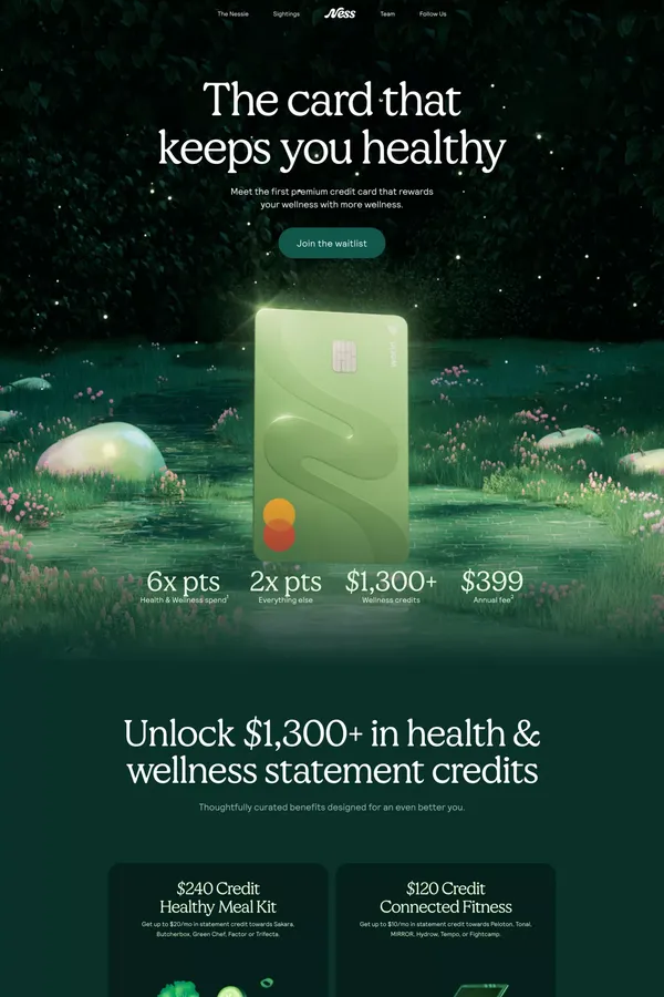 Ness: The Card That Keeps You Healthy - Landing design inspiration