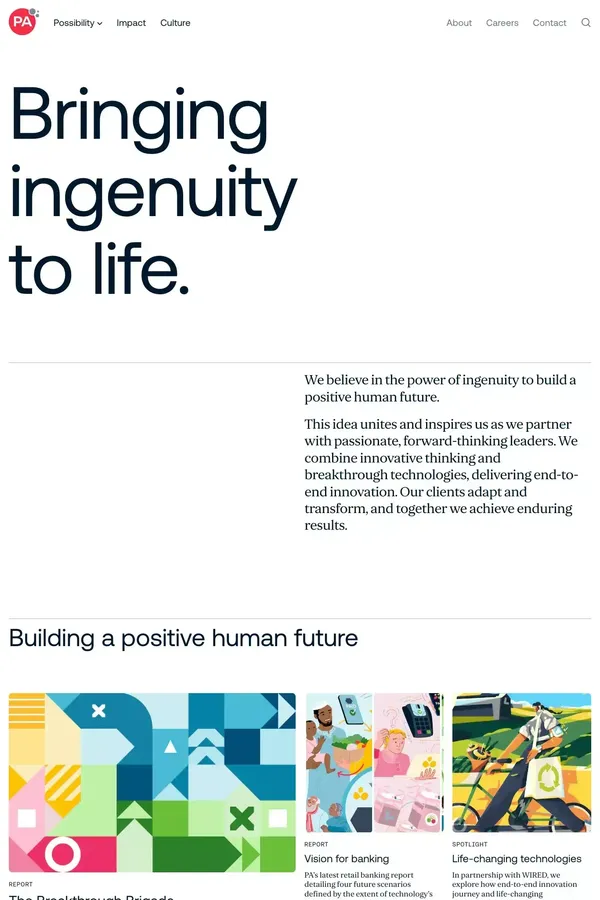 Bringing Ingenuity to Life. | PA Consulting - Landing design inspiration