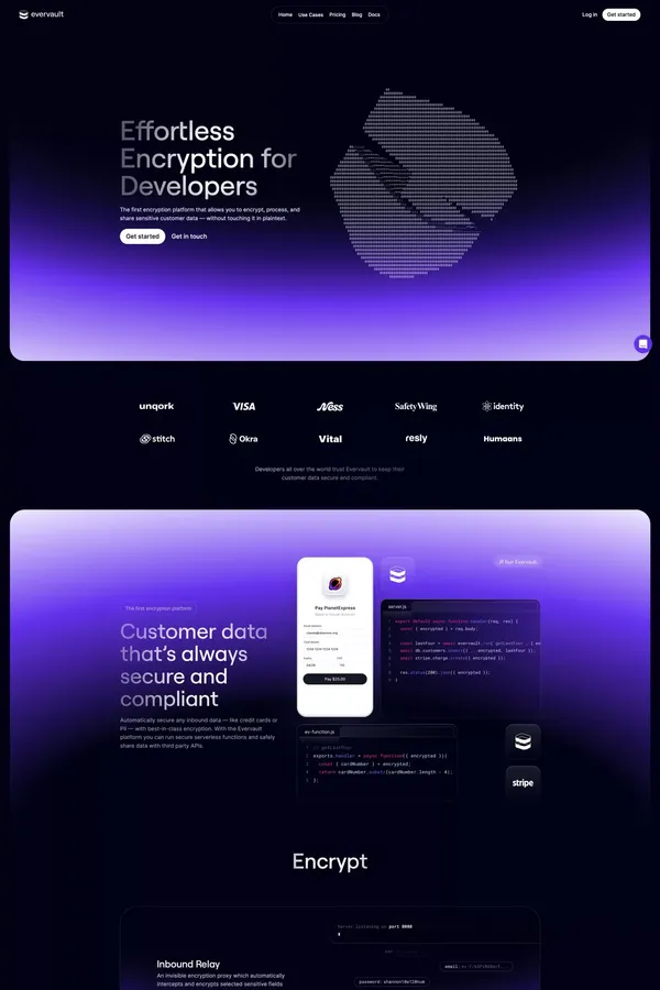 Encryption Platform — Evervault - Landing design inspiration