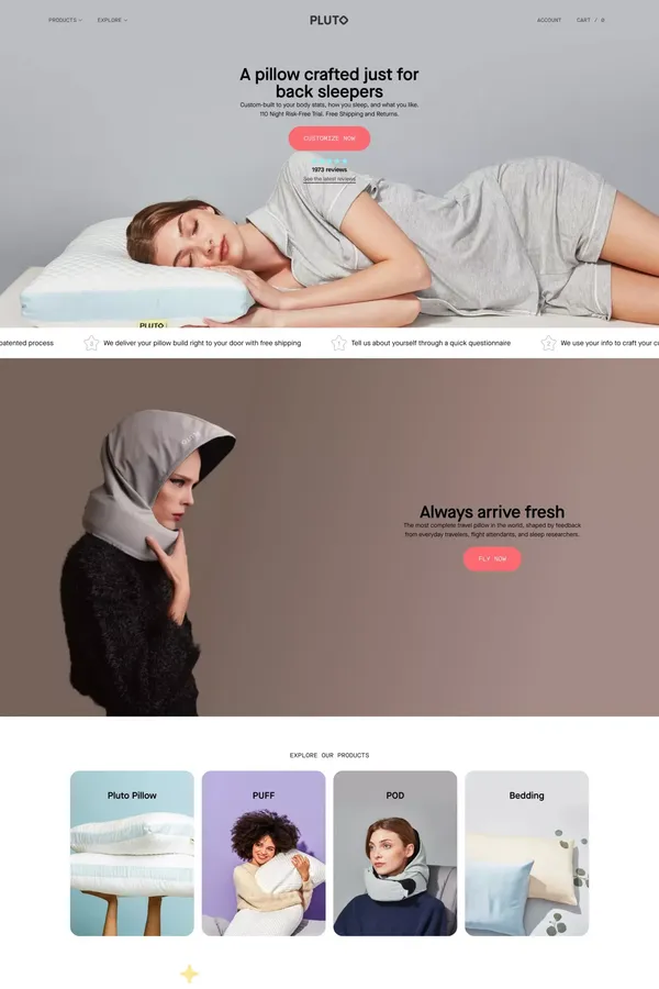 Pluto Pillow | The Ultimate Personalized Pillow - Ecommerce design inspiration
