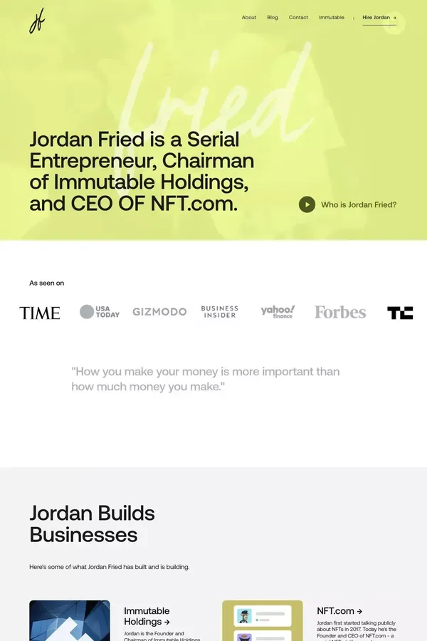 Jordan Fried | Home - website design inspiration