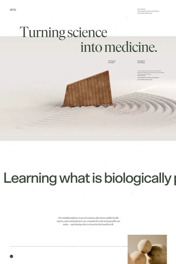Atria—Turning science into medicine. - Portfolio design inspiration