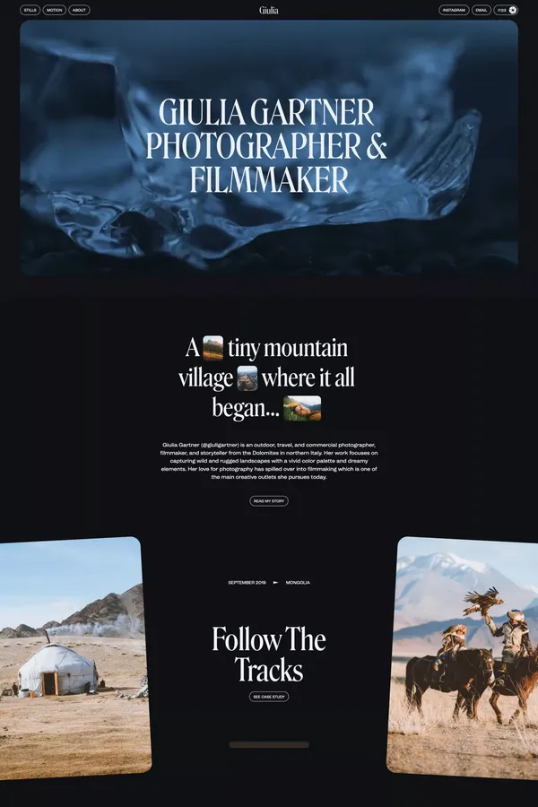 Giulia Gartner — Photographer & Filmmaker - Portfolio design inspiration