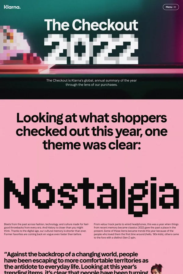 Klarna’s top trends of the year | The Checkout 2022 - Other design inspiration