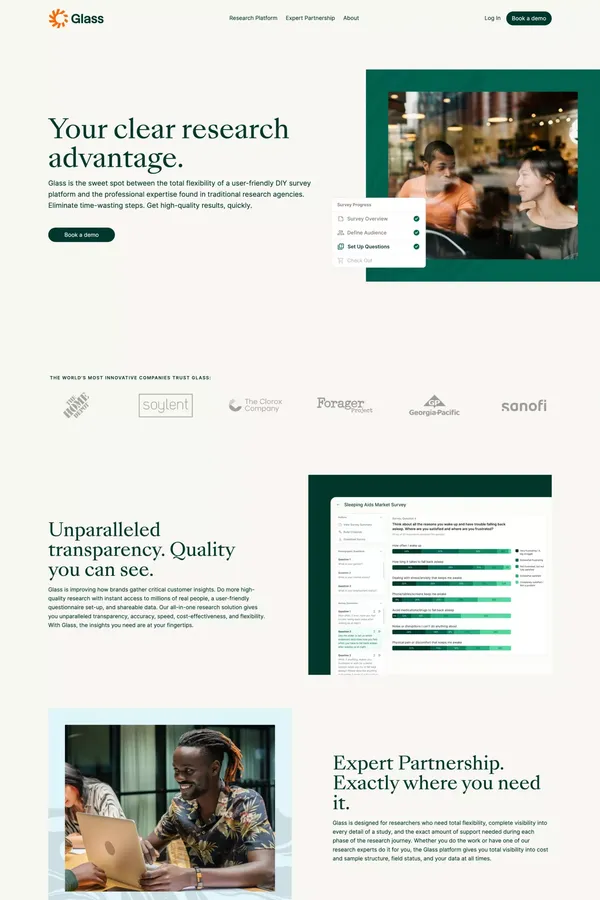 Glass | Modern Market Research - Landing design inspiration