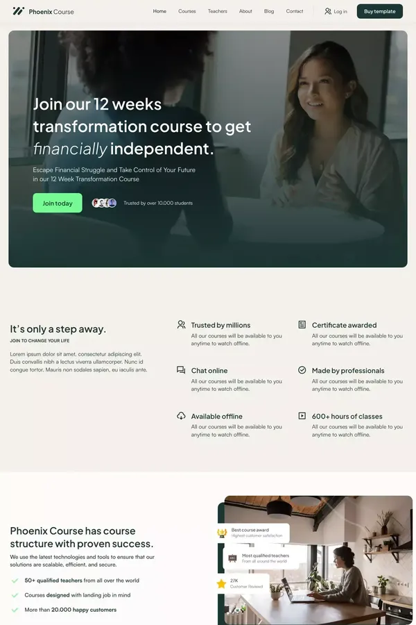 Home | Phoenix Course - Webflow Ecommerce website template - Template design inspiration