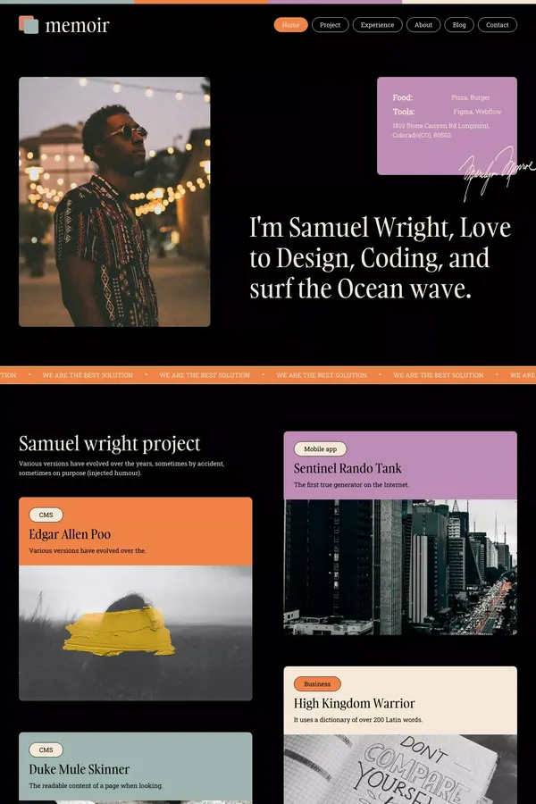 Memoir - Webflow HTML website template - Template design inspiration