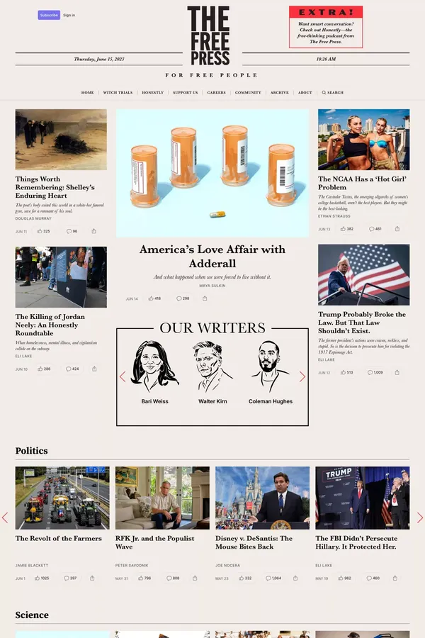 The Free Press - Blog design inspiration