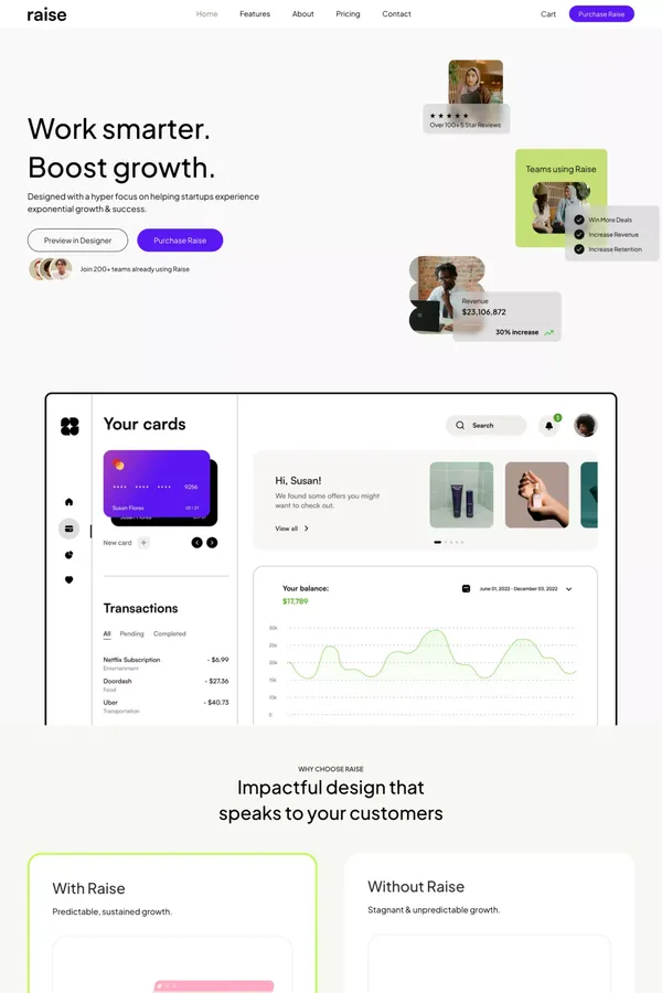 Raise - Webflow Ecommerce website template - Template design inspiration
