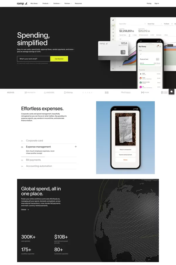 Ramp | Corporate Cards and Finance Automation That Scales - Landing design inspiration