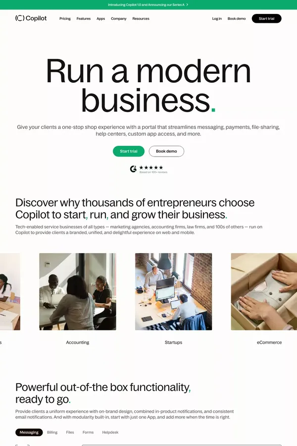 Copilot • Client portal • Customer portal • Nocode builder - Landing design inspiration