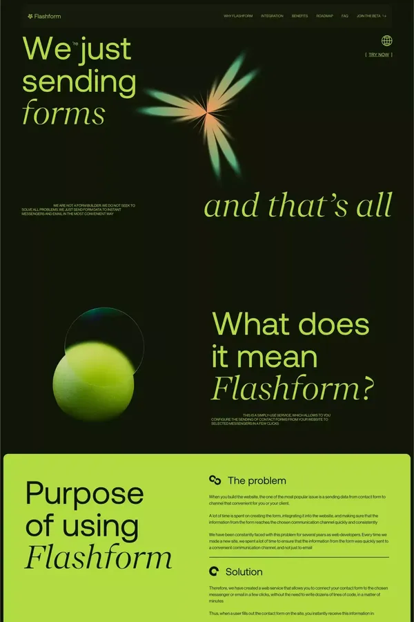 Flashfom: the fastest and easiest way to connect with your customer - Landing design inspiration