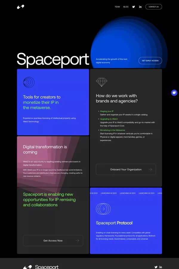Spaceport - Landing design inspiration